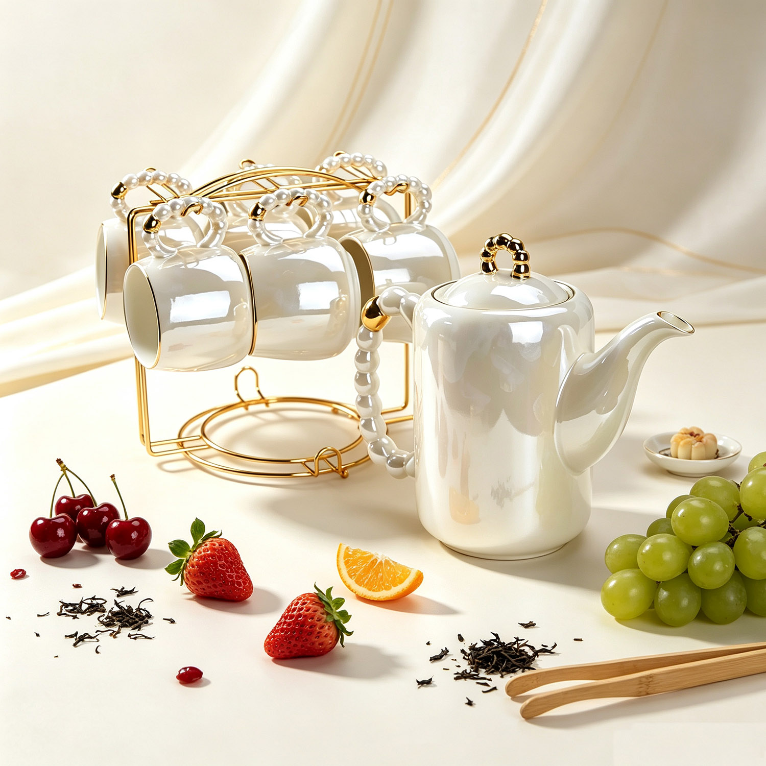 Home Cooking Recipes - Juego de té de cerámica blanca